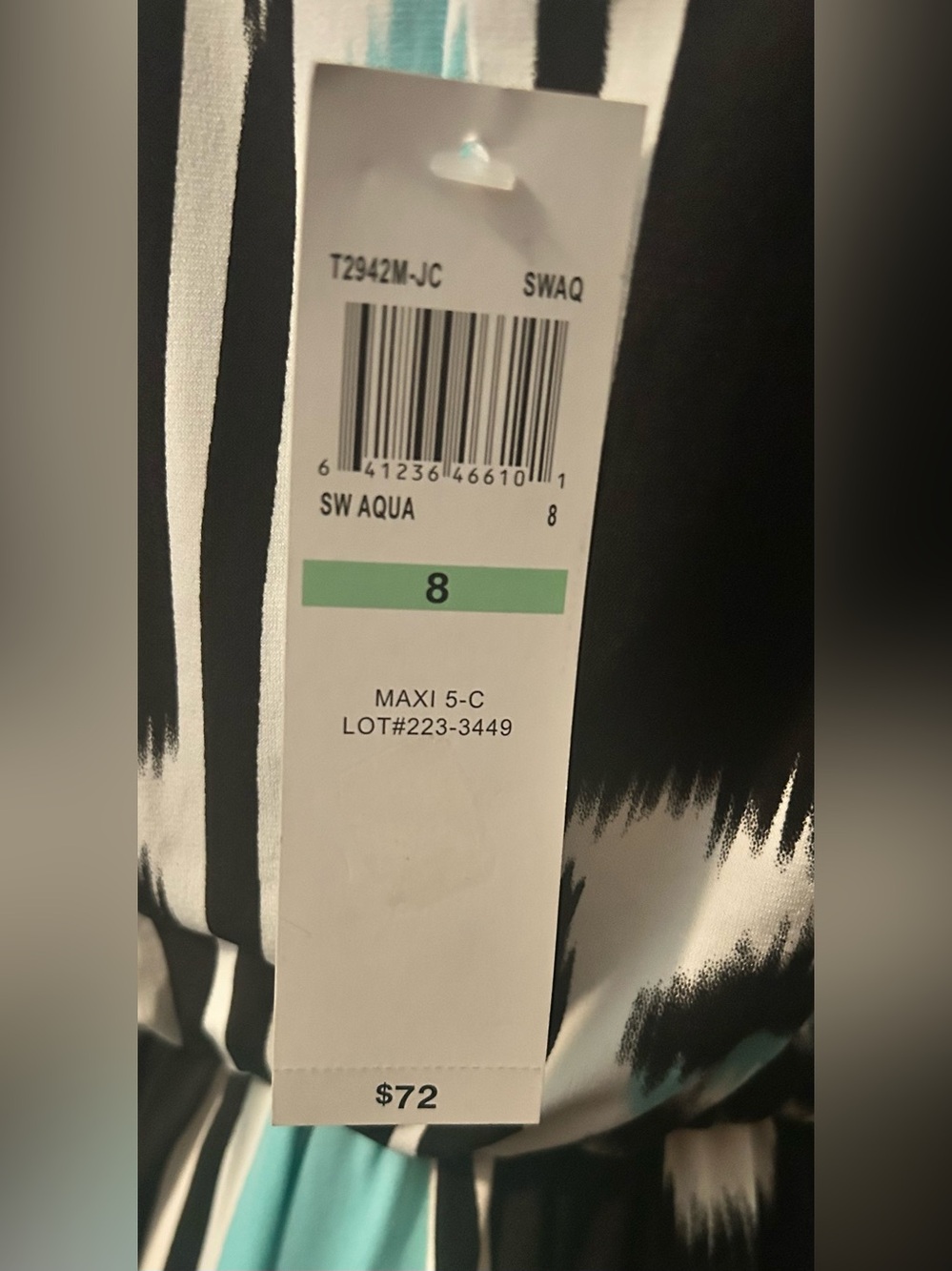 London Style Collection Aqua Black, White & Aqua Printed Halter Maxi Dress - Picture 5 of 10